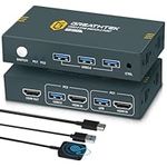 GREATHTEK USB 3.0 KVM Switch HDMI 4K@60Hz, 2 Port KVM HDMI with USB 3.0 High-Speed Transmission, HDMI KVM Switch 2 Computers Share 1 Monitor and USB Devices, 2 USB 3.0 Cables Included