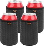 Desing Wish 12oz Standard Can Cooler Sleeve Holder Honeycomb Insulator Beer Cans Cover 12OZ Beer Bottle Sleeves Non-Slip Neoprene Soda Cans Coolers Holders 4 Pack (Black)