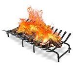 TBMLC Black Steel Fireplace Grate - 30 inch Steel Firewood Log Burning Rack,Stylish and Durable Firewood Burning Rack Holder for Indoor Chimney Hearth or Outdoor Fire Pit (30 x16 inch)