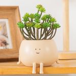 COTYNI Sitting Pots, Succulent Pots, 4.7 Inch Head Planters for Indoor Plants, Cute Resin Flower Pots with Drainage Hole, Unique Cactus Planter, Small Pots for Mini Plant (1 Pack)