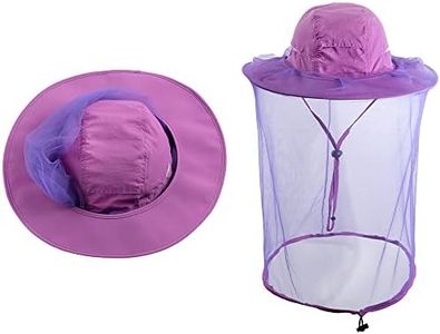 Bee Keeping Beekeeper Veil hat gnats Insect Bug Mosquito Fishing Gardening Cap with Head net Netting mesh Hood for Men Women, Purple