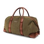 DRAKENSBERG Weekender 'David' (L) -Large Travel Duffle, Holdall and Gym Bag in Vintage Retro Design, Large, Ladies, Men, sustainably Handmade, Canvas, Leather, 60L, Olive-Green, DR00126