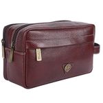 HAMMONDS FLYCATCHER Toiletry Bag For Men And Women - Genuine Leather Travel Organizer With Compartments - Brown Toiletry Shaving Kit For Men Toiletry Organizer & Cosmetics Pouch For Women, 10.5 Cm