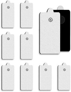 10-Pack TENS Unit Replacement Pads, Rectangular Snap TENS Electrode Pads with self-Adhesion for 50 Times, AVCOO Latex-Free 1.8"X3.8" TENS Pads Compatible with TENS EMS Devices Use 3.5mm Button Leads