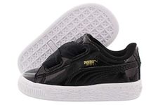 Puma Boy's Baby-Girl's Basket Heart Patent Sneaker, Black, 7 UK Child