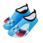 Shebsheb Water Shoes Kids Girls Boys, Toddler Quick-dry And Slipstop Socks Aqua Kids Pool Shoes for Beach Swimming Pool Water Park, Blue-Big Shark, 32/33 EU