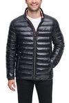 Tommy Hilfiger Men's Water Resistant Ultra Loft Down Alternative Puffer Jacket, Black Wet Look, L