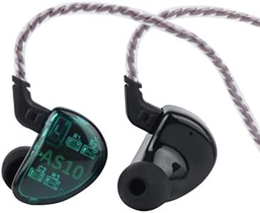 KZ AS10 5BA HiFi Stereo in-Ear Earphone High Resolution Earbud Headphone with 0.75mm 2 pin Cable, Five Balanced Armature Drivers, Noise Cancelling (Without Mic, Cyan)