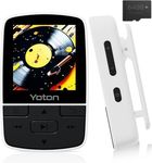 Yoton MP3 Player with Bluetooth 5.2, 64GB Storage, Mini Size, HiFi Music, with Sports Clip, Independent Volume Control, FM Radio, Includes Headphones, White