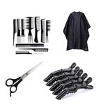 AVNISH Professional Salon Combo Kit Set of 18 Pcs Hair Cutting Apron Sheet For Men & Woman, Hairdressing Cutting Combs and Section Clip With Scissor for Home Salon Use Barbers Hair Styling Accessories