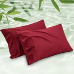 BEDSURE Bedsure Viscose From Bamboo Pillow Cases Queen 2 Pack Red Silk Cooling Pillowcase Set Of 2, Satin Pillowcases For Hair And Skin, Soft & Breathable Pillow Case With Envelope Closure, 20X30 Inch