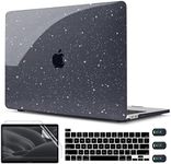 CISSOOK Crystal Black Glitter Bling Star Case for MacBook Pro 13 Inch 2023-2020 Release Model M2 A2338 M1 A2251 A2289 with Touch Bar, Plastic Sparkly Hard Shell for MacBook Pro13 with Keyboard Cover