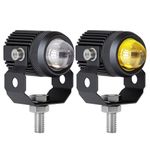 Pivalo 12V DC Fog Light with Projector Lens Universal Spot Beam Mini Driving LED Lamp for All Motorcycle Bikes Scooty and Cars (Yellow & White, Pack of 2)