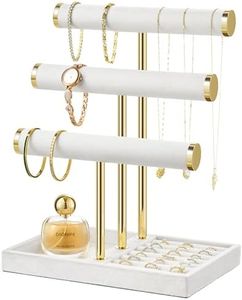 Jewelry Organizer Stand Display, 3 Tier Velvet Bracelet Holder, White