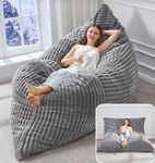 Hobestluk 3 in 1 Bean Bag Chair Giant Bean Bag Chairs Convertible Bean Bag Floor Cushion with Machine Washable Cover, Bean Bag Chairs for Adults (Gray)