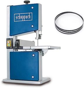 Scheppach Bandsäge HBS20 inkl. 2. Sägeband | 230V | 350 Watt | max. Durchlasshöhe: 80 mm | max. Durchlassbreite: 200 mm | Großzügiger Arbeitstisch 300 x 300 mm | Holzbandsäge | Modellbausäge