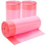 3Rolls Drawstring Small Trash Bags，HDY 4 Gallon Thicken Drawstring Small Garbage Bags for Kitchen,Bathroom,Bedroom,Home,Office Trash Cans，60 Counts (Pink)