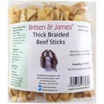 Britten and James 20 Thick Braided Beef Skin Sticks for Dogs (350g). Natural Long-Lasting Dog Chew Treats - Hypoallergenic, Gluten and Grain Free