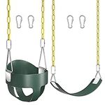 Toddler Swing Set, AGPTEK Toddler Swing Heavy Duty Bucket Swing with Adjustable Rope, Swing Seat Cushion Accessories with Snap Hooks for Outdoors, Playground, Jungle & Gym(Green)