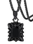 FaithHeart Men's Pendant Necklace, Black Plated Onyx Evil Claw Pendants Hip Hop Jewellery, Stainless Steel Adjustable Long Chain 55+5cm