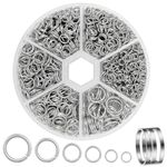 JOISHOP 1200pcs Jump Rings Kit, Silver Metal Open Jump Rings Connector Rings with Opener Tool for Jewelry Making Bracelet Earring Necklace Charms Repair (4mm 5mm 6mm 7mm 8mm 10mm)