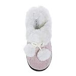 Laura Ashley Girls Rugged Faux Fur Knitted Slip-Ons with Poms Pink (See Sizes), Pink, 13 US Little Kid