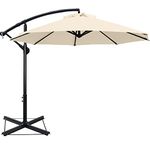 ABCCANOPY Patio Umbrellas Cantilever Umbrella Offset Hanging Umbrellas 9 FT Outdoor Market Umbrella with Crank & Cross base, 12+ Colors,Light Beige
