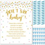 XINTAI Don't Say Baby Baby Shower Clothespin Game, Including 60 Mini Clothespins and Mini Pacifiers, and an 8×11 Inch Instruction Card (blue)