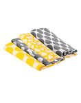 Bacati Ikat Grey/Yellow Dots/Giraffe Swaddling Muslin Blankets Set of 4