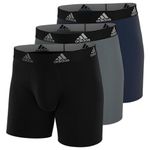 adidas Men's Performance Boxer Brief Underwear (3-Pack), Black/Grey/Collegiate Navy, S