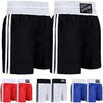 Farabi Sports Boxing Shorts – Boxing Trunks for Training Punching, Sparring Fitness Gym Kickboxing Shorts Men & Women (Black, Large)
