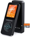 MP3 Player with Bluetooth 5.2,MUSICROSS 16GB Music MP3 MP4 Player for Kids,Build-in HD Speaker/Photo/Video Play/FM Radio/Voice Recorder/E-Book Reader,Supports up to 128GB,Black