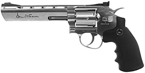 ASG Dan Wesson 6" Airgun - Double Action Trigger, Adjustable Rear Sight, Speed-Loader - .177 Cal/4.5mm CO2 BB Gun Pistols - 6 Cartridges, Silver