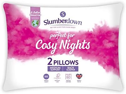 Slumberdown Cosy Nights Pillows 2 Pack - Medium Support Back Sleeper Pillows for Back Pain Relief - Comfortable, Hypoallergenic, UK Standard Size (48cm x 74cm)