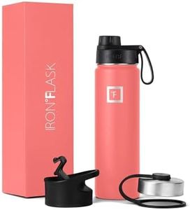 IRON °FLASK Sports Water Bottle - 650 ml, 3 Lids (Spout Lid), Vacuum Insulated Stainless Steel, Double Walled, Thermo Mug, Metal Canteen (Peach)