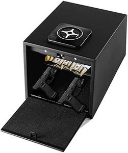 TIGERKING Biometric Gun Safe for Pistols, Quick Access Pistol Safe With Fingerprint/Keypad/Key Access, Handgun Safe for Nightstand/Car/Home