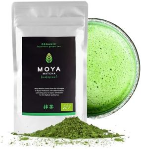 Moya Matcha Bio Tee Pulver Grün | 100g Traditional Zeremonie-Qualität 30g| Organisch Gewachsen und Geerntet in Uji, Japan | Perfekt für das Trinken mit Wasser Matcha Latte Smoothies und Limonaden
