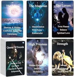 BQLXBABLT Unique Tarot Cards for Beginners with Meanings on Them 78PCS Divine Twin Flame Oracle Tarot Deck Set with Elements and Message on Them for Energy Life Love time Spiritual Journey and Career