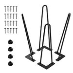 Ironalita 18 Inch Hairpin Legs for Furniture Set of 4, Heavy Duty Industrial Metal Table Legs with 3/8" Black Solid Iron, DIY Hair Pin Legs for Coffee Table, Bench, End Table with 4 Floor Protectors