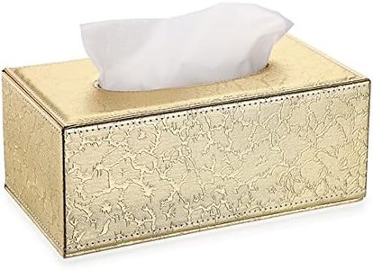 Sumnacon Rectangular Tissue Box Cover - Stylish Tissue Box Holder with Magnetic Bottom, Decorative Tissue Box for Vanity Dresser Night Stand Table Countertop (Gold, Medium)