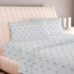 Carressa Linen 600 Thread Count Egyptian Cotton Printed Sheets, Green Dolph in King Printed Sheets Set, Long Staple Cotton, Sateen Weave for Soft Sheets, Fits Mattress Upto 17 in Deep Pocket