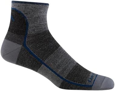 Darn Tough Vermont Men's 1/4 Merino Wool Ultra-Light Athletic Socks, Charcoal, Medium (8-9.5)