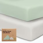 2-Pack Organic Crib Sheets for Boys, Girls - Jersey Fitted Crib Sheet, Baby Crib Sheets Neutral, Crib Mattress Sheet, Cotton Crib Sheets, Breathable Crib Sheet, Baby Mattress Sheets (Sage)