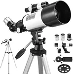 VINTEAM Phone Telescope for Beginners, 70mm Aperture 400mm Astronomical Refractor Telescope with Fully Multi-Coated Optics, Portable Tripod Phone Adapter to Observe Moon and Landscape