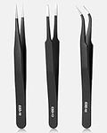 Vastar Precision Tweezers Set, 3 Pieces Anti-Static ESD Tweezers Kit, ESD-10 Pointed Tip/ESD-13 Rounded Tip/ESD-15 Curved Tip, for Electronics, Jewelry-Making, Craft, Soldering, etc