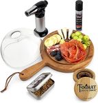 Foghat Cocktail Smoking Cloche Dome Set with Charcuterie Board, Bourbon Whiskey Barrel Oak Culinary Smoking Fuel Wood Shavings & Smoking Torch | Infuse Cocktails, Whiskey, Cheese, Meats, BBQ, Salt!
