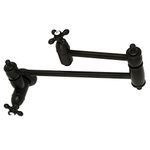 Kingston Brass KS3100AX Restoration Wall Mount Pot Filler Kitchen Faucet, 13" Length, Matte Black