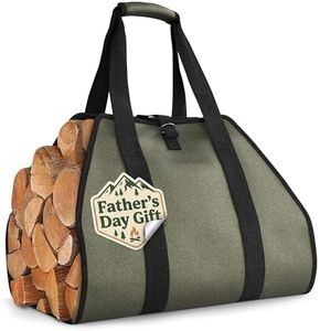Firewood Carrier with Reinforced Handles - Water-Resistant Canvas Wood Carrier for Firewood with Touch Fastener & Heavy-Duty Waxed Fabric - Large Capacity (39.4"x18.5") for Home, Camping & Outdoor