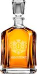 Personalised Monogram Glass Whiskey Decanter with Airtight Stopper Gift