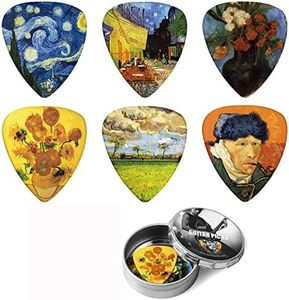 Dulphee Guitar Picks 12 Pack Vincent Van Gogh Picks .71mm Medium with Thin Box - Special Guitar Plectrums Gift Set for Guitarist